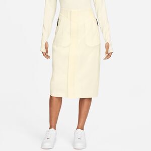 NIKE ESC Woven Worker Skirt Womens Yellow Coconut Milk Italy Button Zip M Sporty